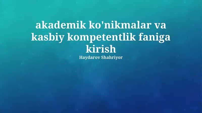 Professional Kompotensiyaning Asosiy Unsurlari