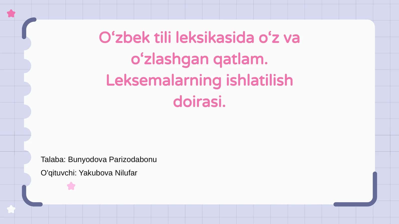 O'zbek tilining leksikasiga kirish