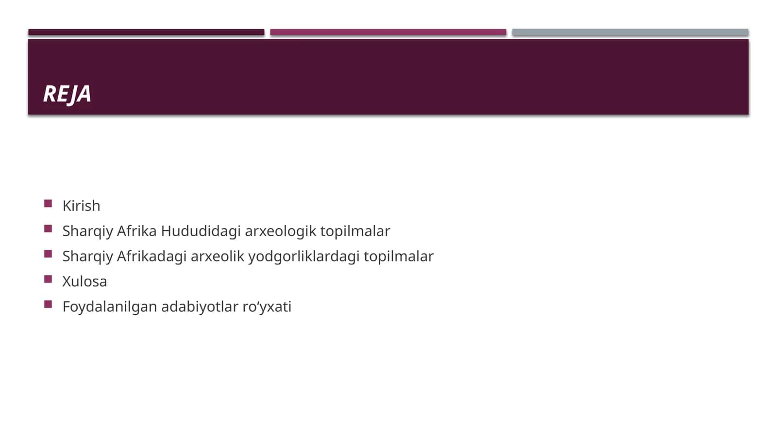 Sharqiy Afrika Hududidagi arxeologik topilmalar