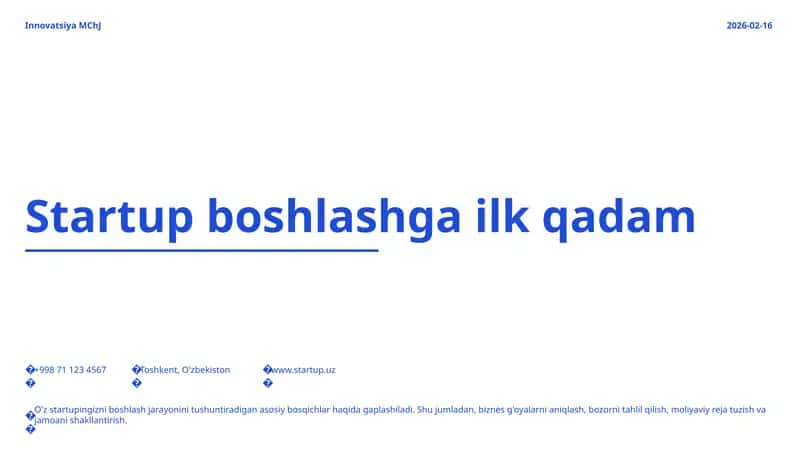 Startap boshlashga ilk qadam