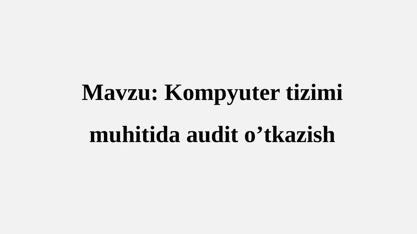 Kompyuter tizimi muhitida audit o’tkazish
