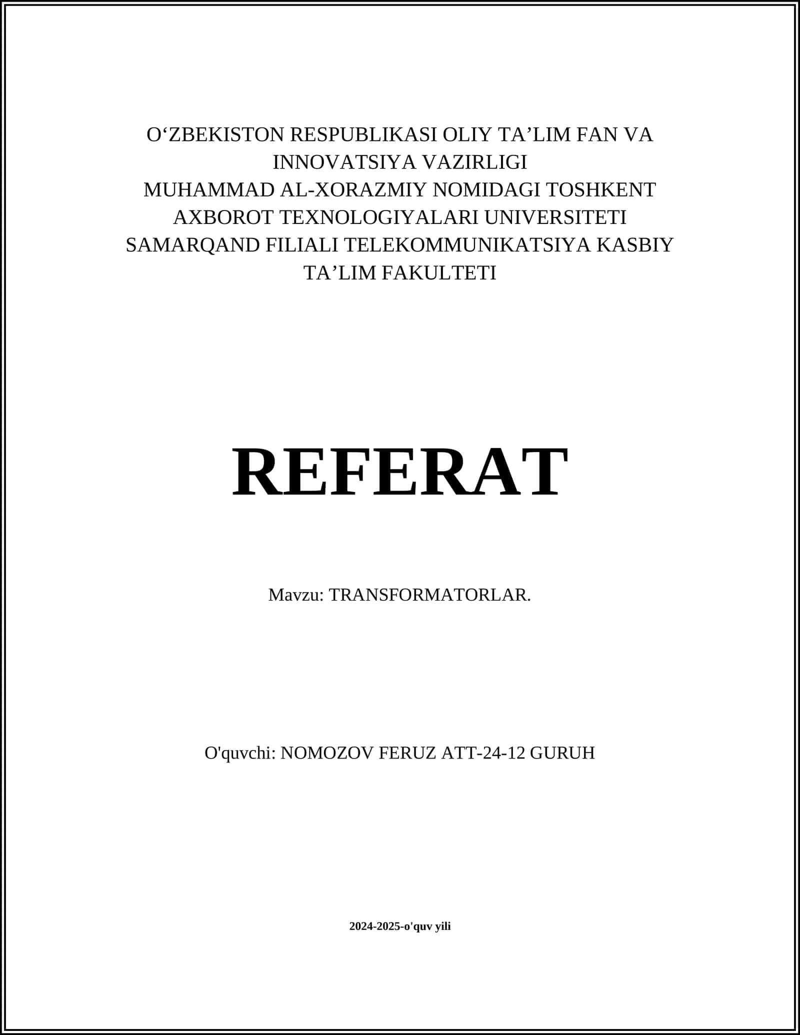 TRANSFORMATORLAR