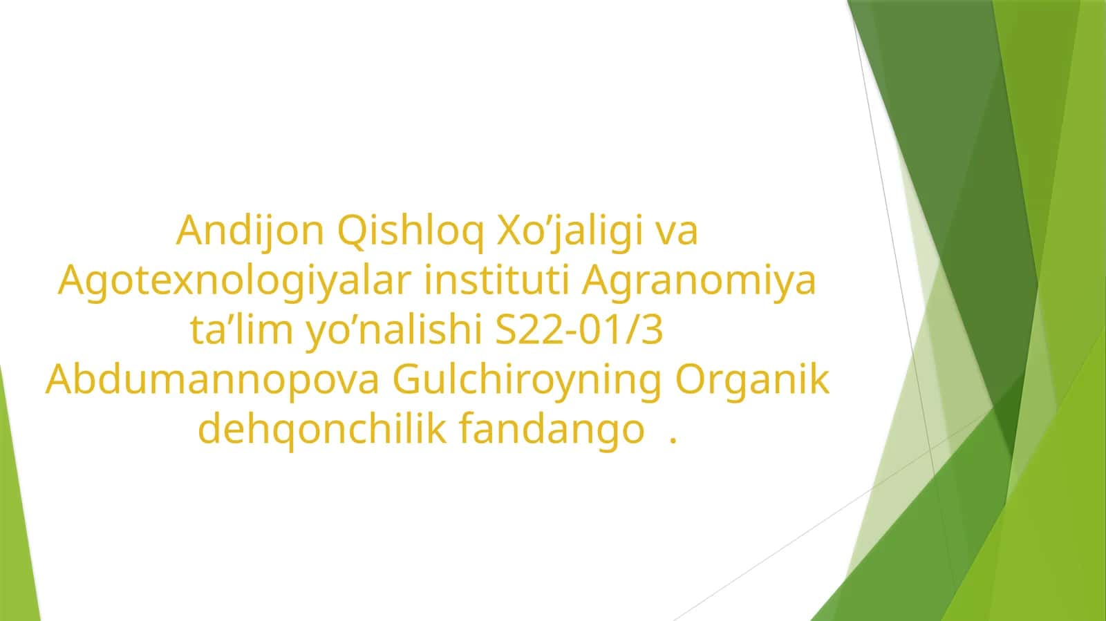 Organik dehqonchilik fandango