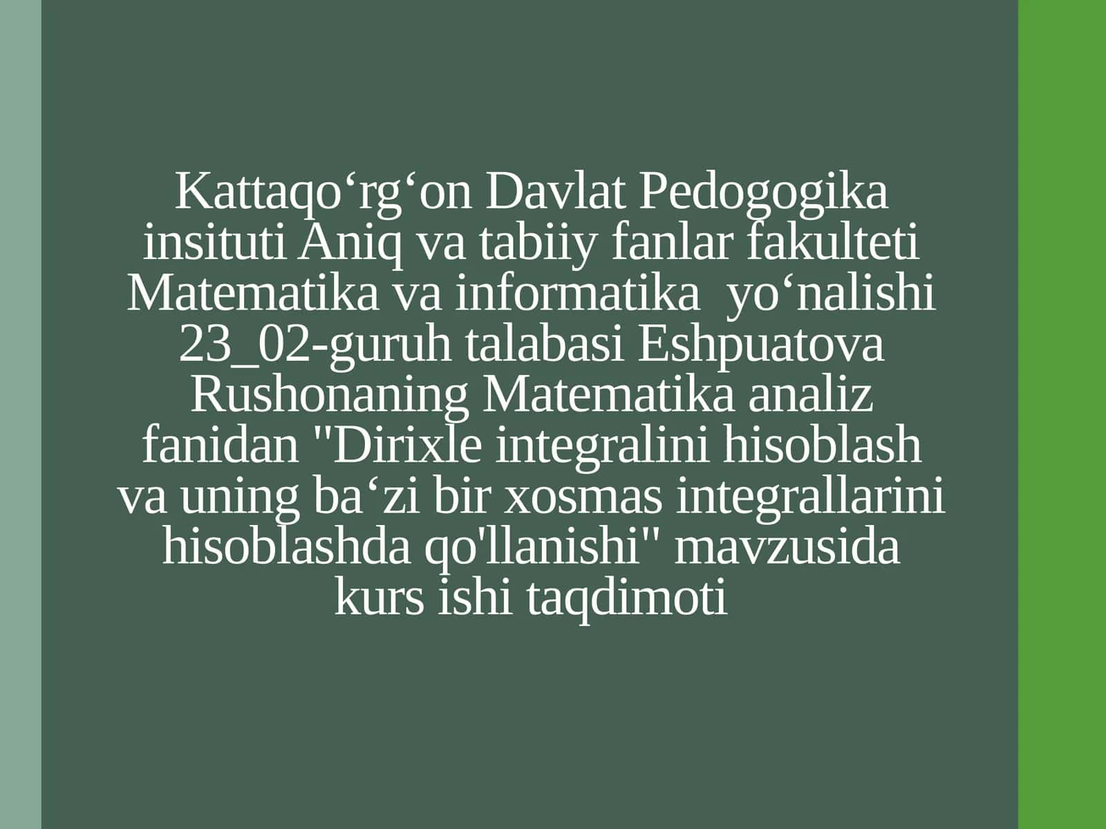 Davlat Pedogogika Instituti Matematika va Informatika Yo‘nalishi
