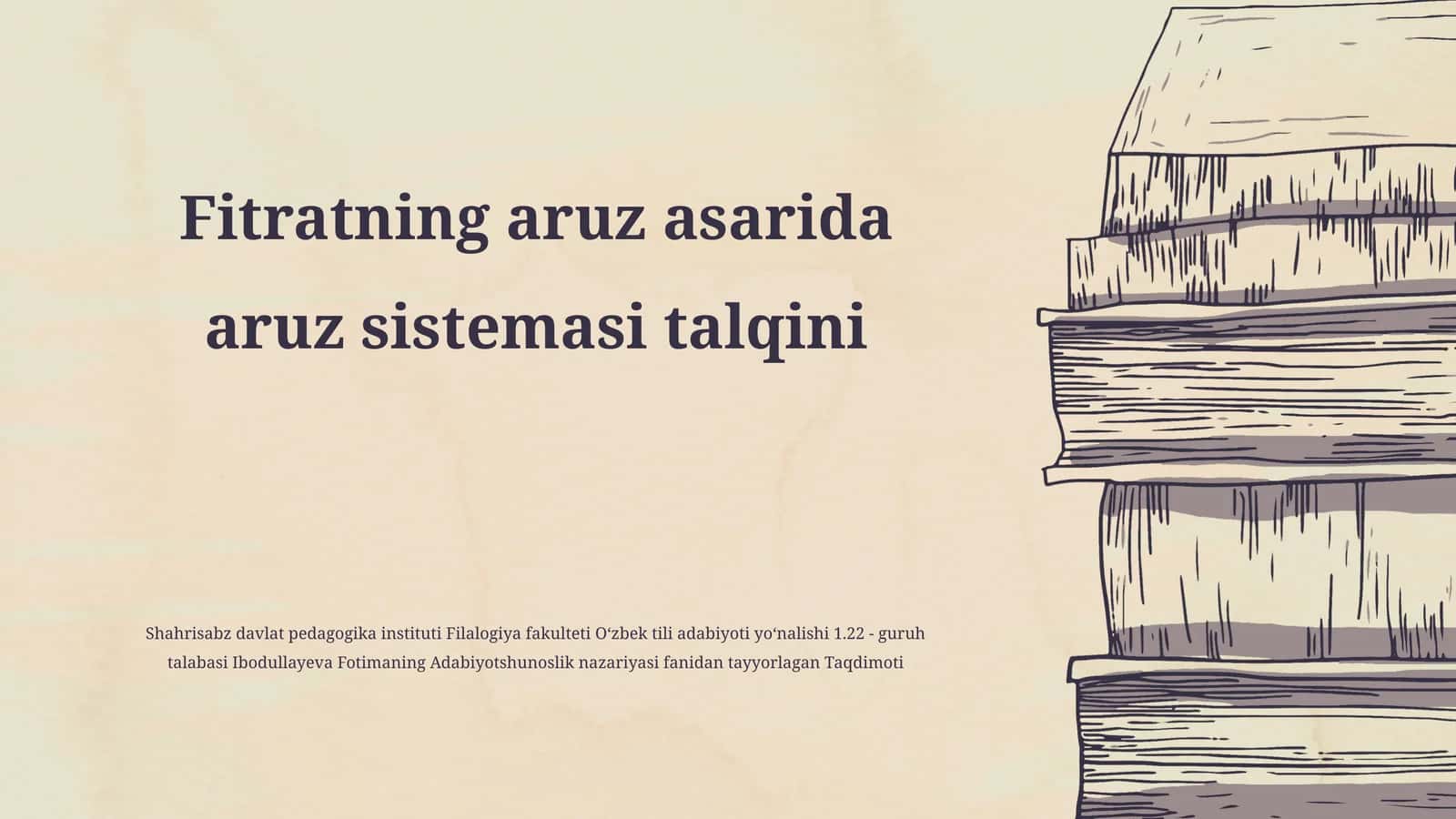Fitratning aruz asarida aruz sistemasi talqini