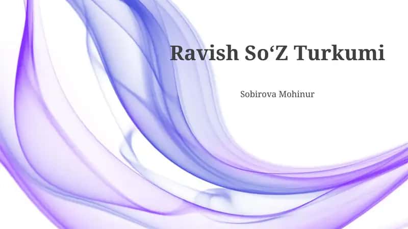 Ravish Soʻz Turkumi