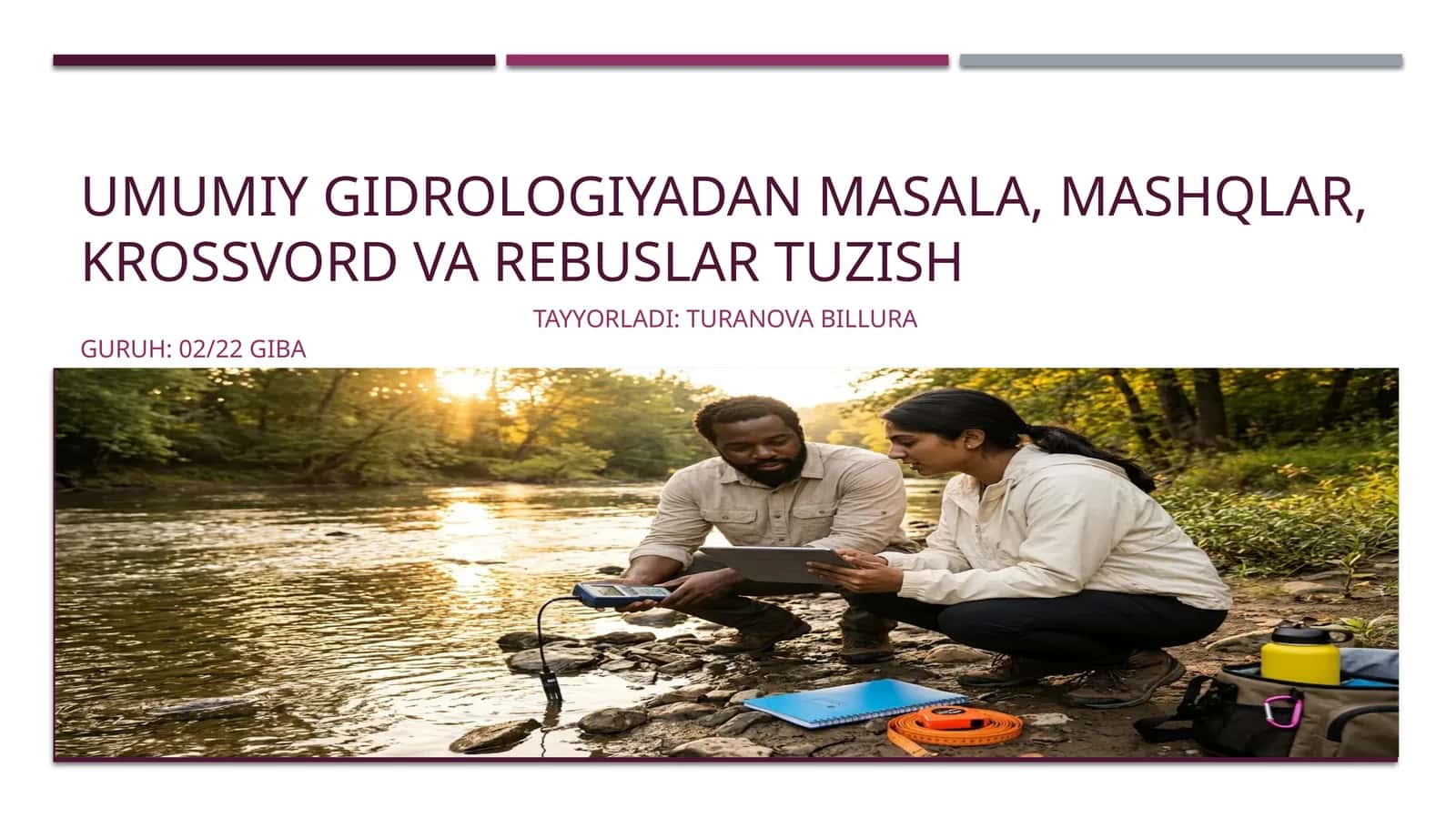 Umumiy Gidrologiyadan Masala, Mashqlar, Krossvord va Rebuslar Tuzish
