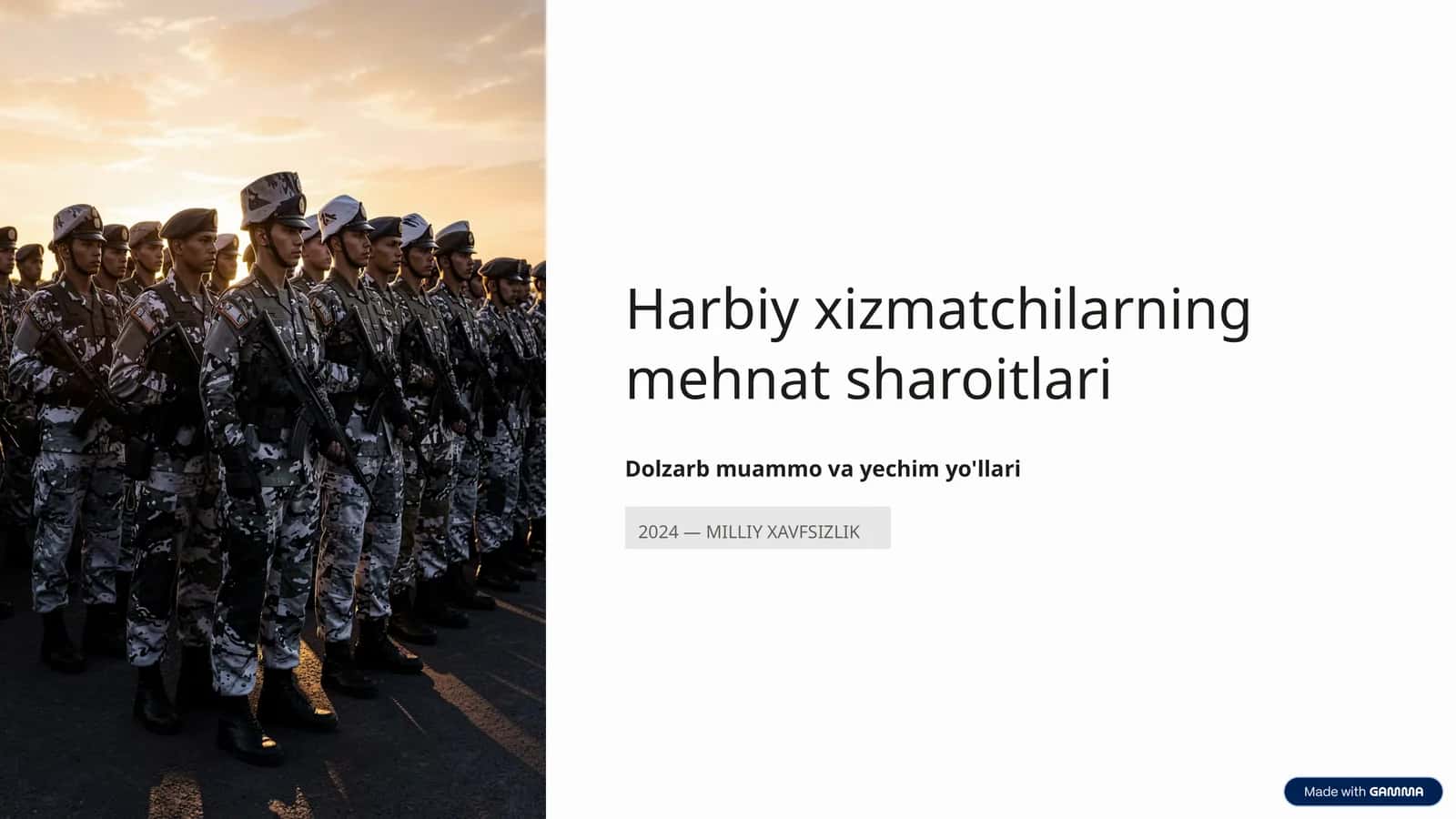 Harbiy xizmatchilarning mehnat sharoitlari