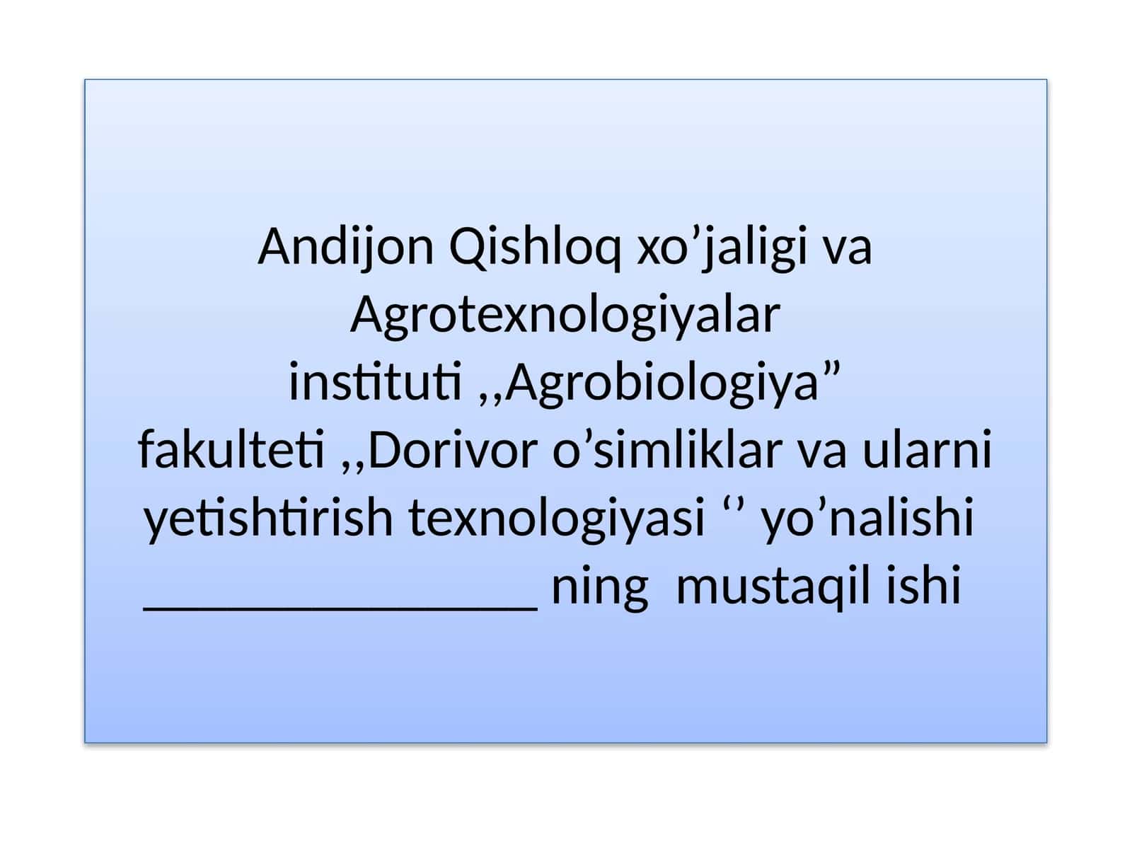 Issiqxonada ko’chat yetishtirish va parvarishlash