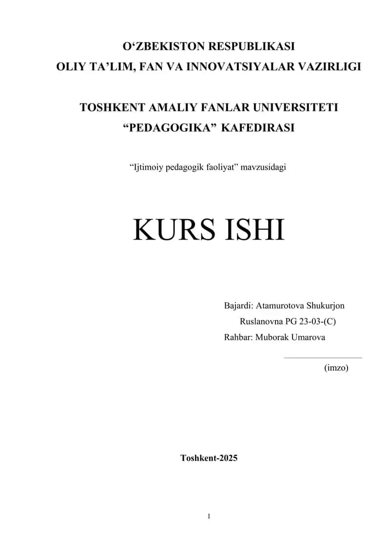 Ijtimoiy pedagogik faoliyat