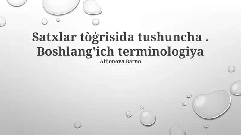 Boshlang'ich terminologiya