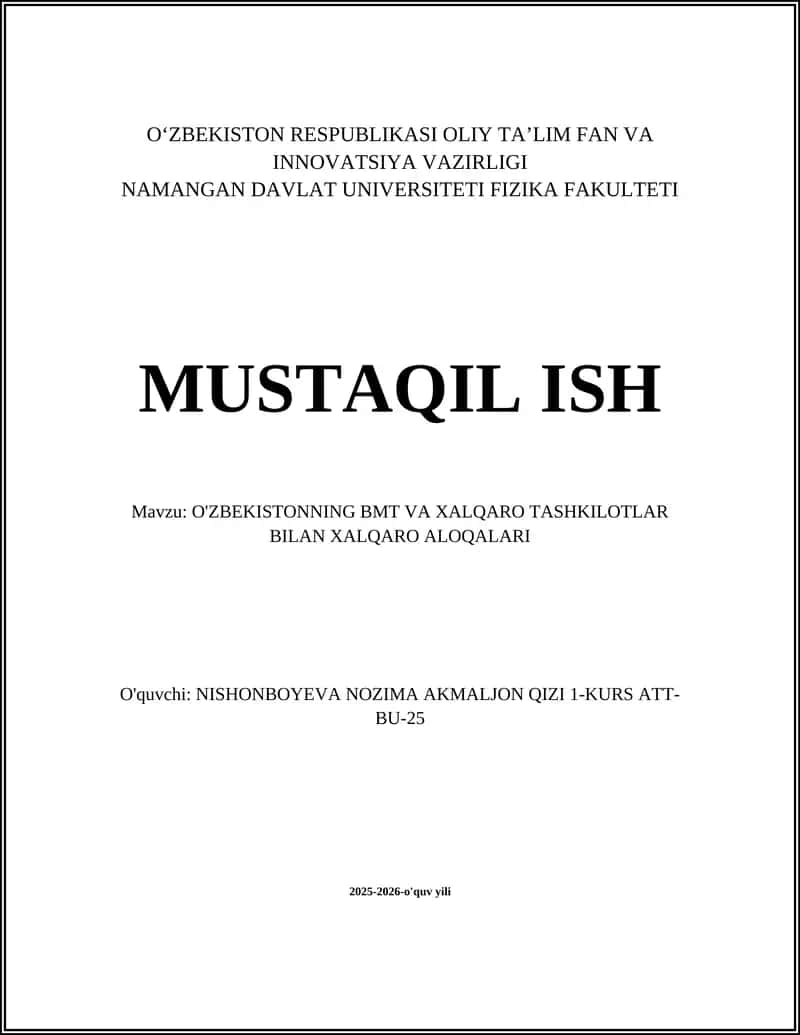 Oʻzbekistonning BMT va xalqaro aloqalari