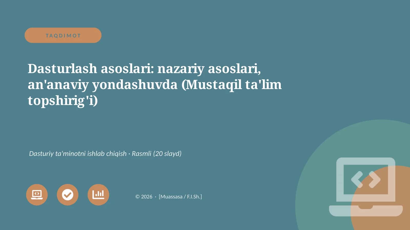 Dasturlash asoslari: nazariy asoslari, an'anaviy yondashuvda
