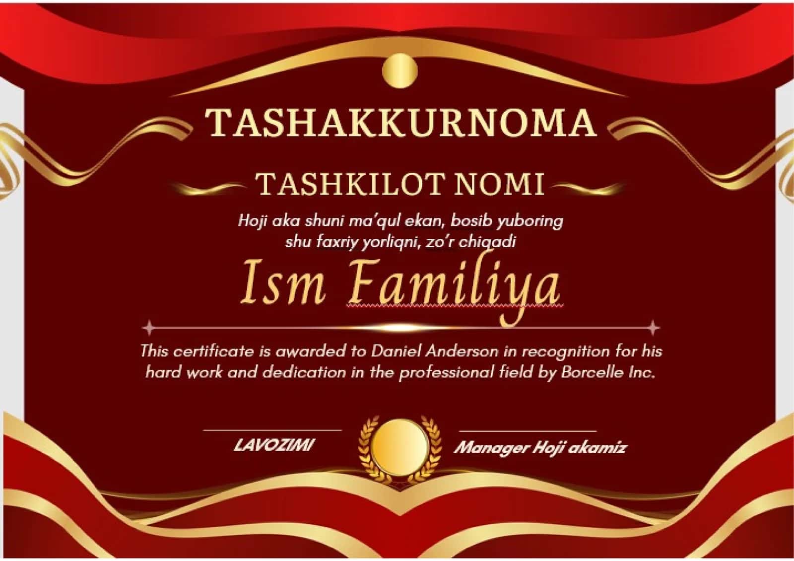 TASHAKKURNOMA
