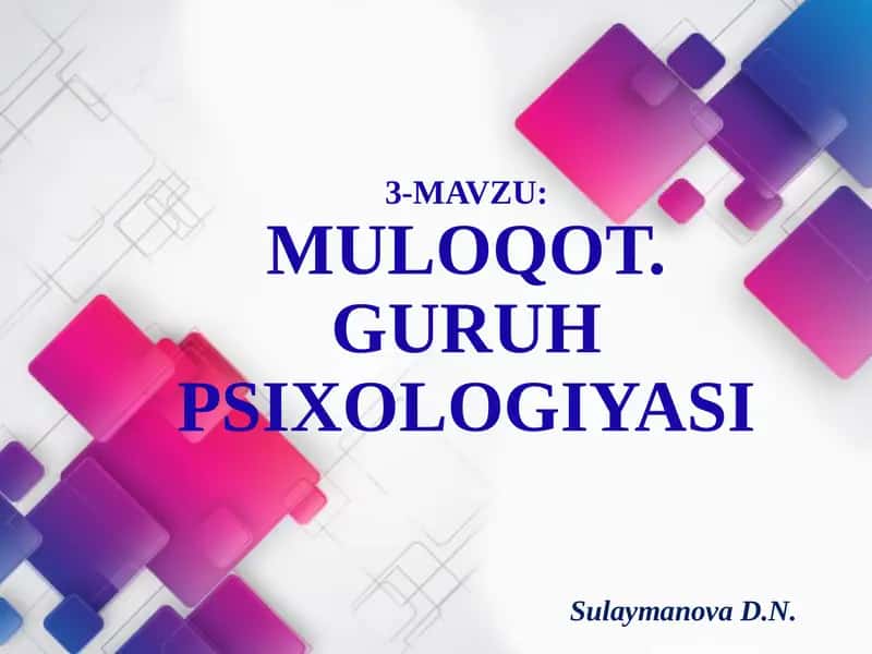 Muloqot. Guruh Psixologiyasi