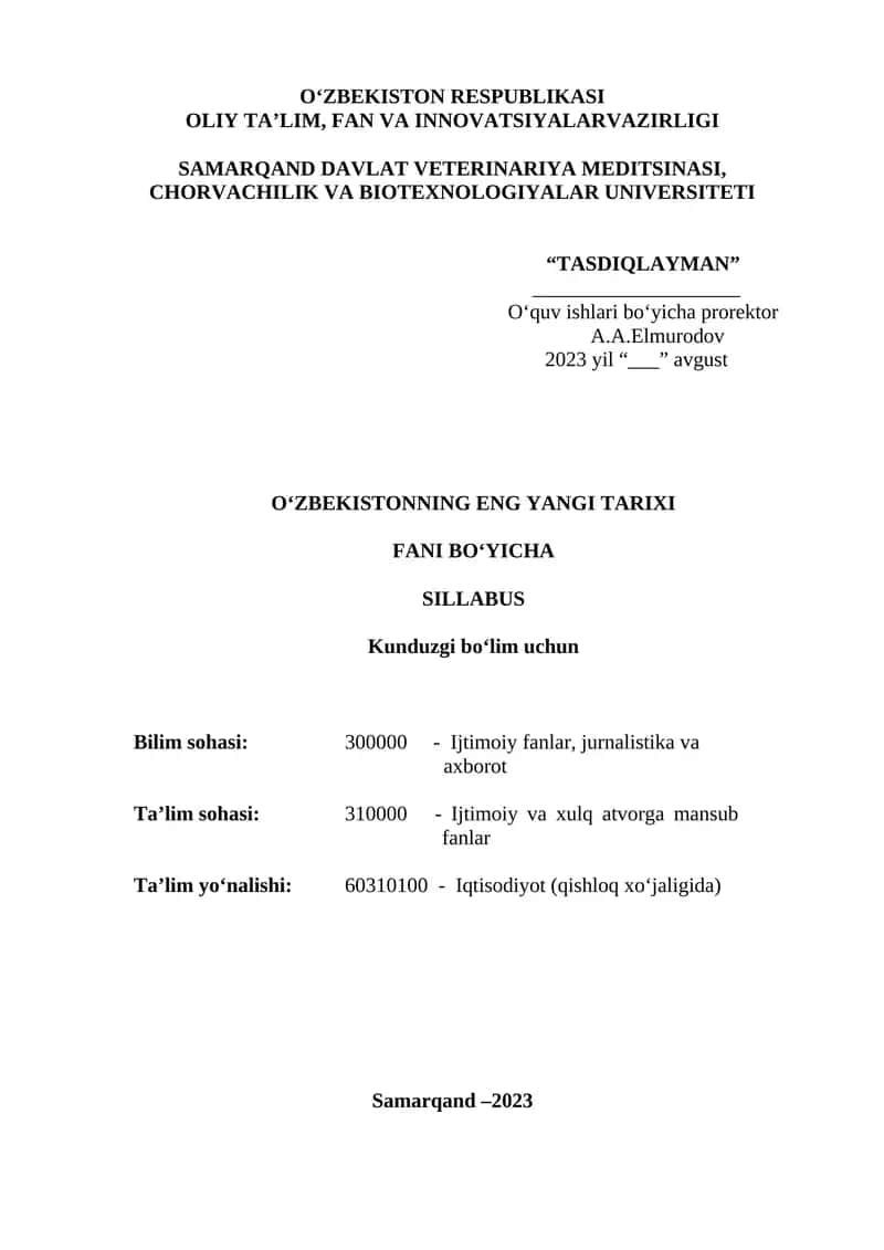 O‘zbekistonning eng yangi tarixi