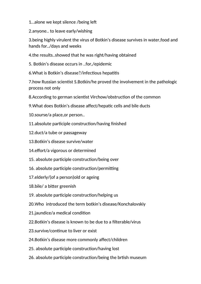 Botkin’s Disease Study Materials