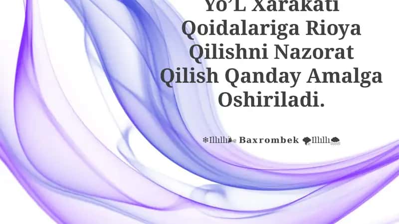 Yo’L Xarakati Qoidalariga Rioya Qilishni Nazorat Qilish