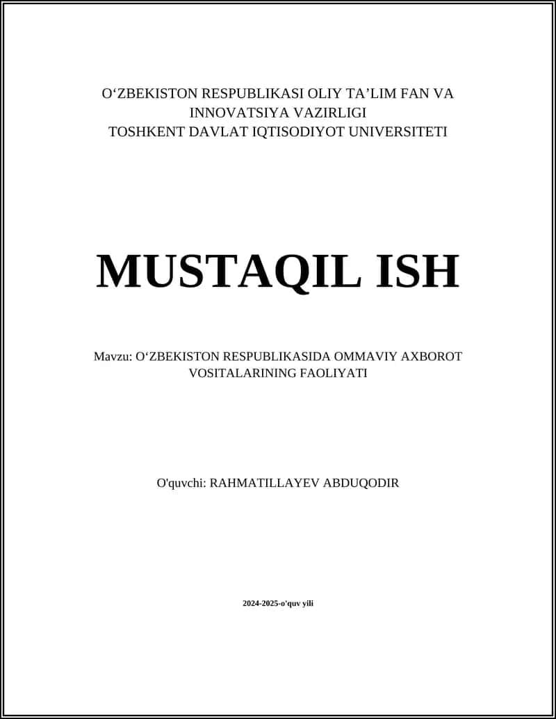 Ommaviy axborot vositalarining erkinligi