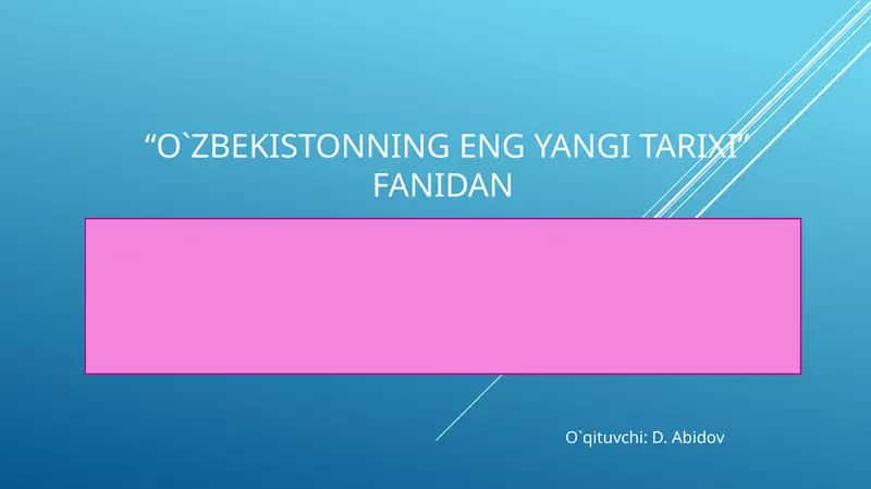 O`zbekistonning eng yangi tarixi