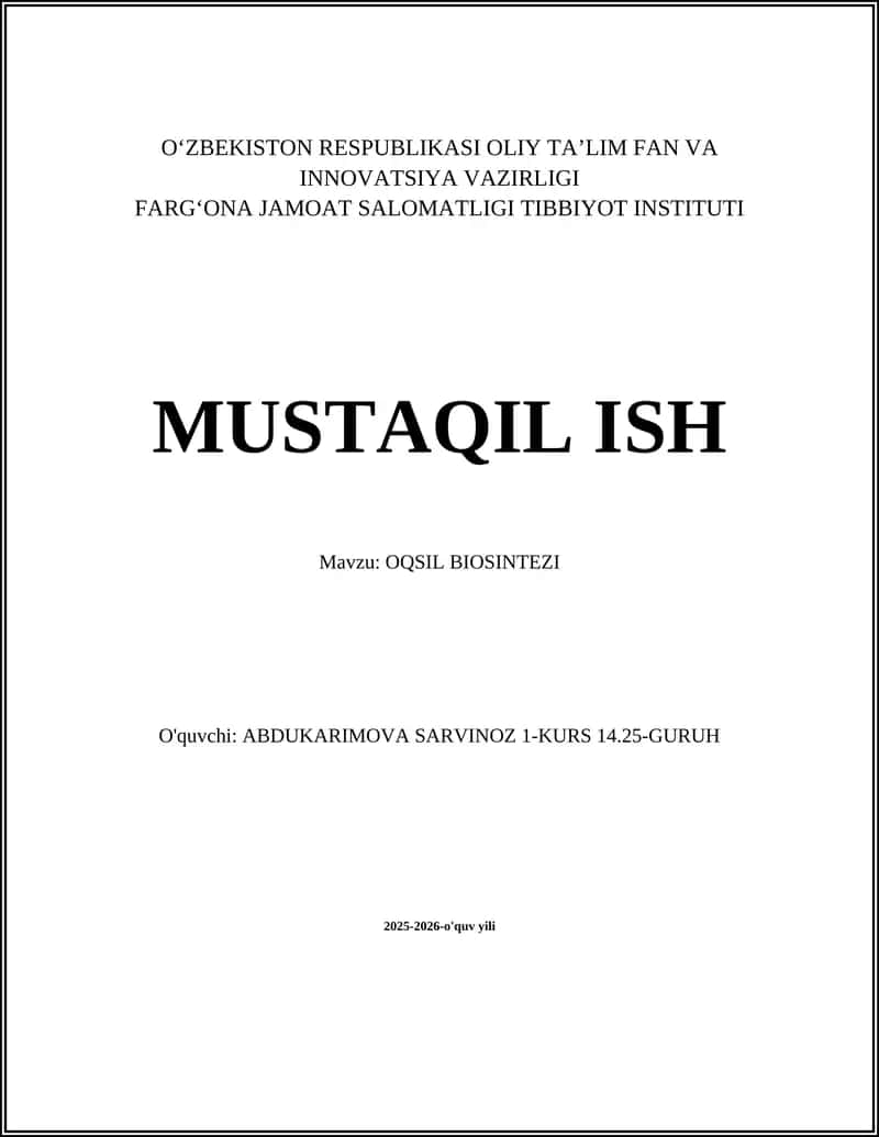 OQSIL BIOSINTEZI
