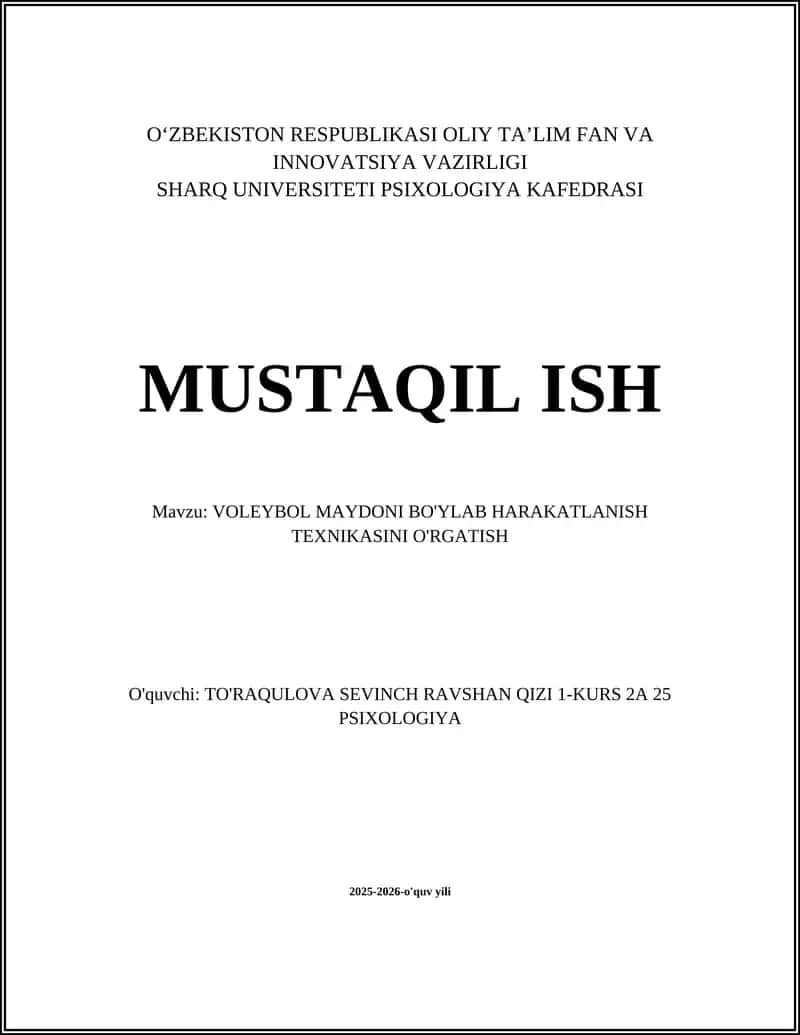 VOLEYBOL MAYDONI BO'YLAB HARAKATLANISH TEXNIKASINI O'RGATISH