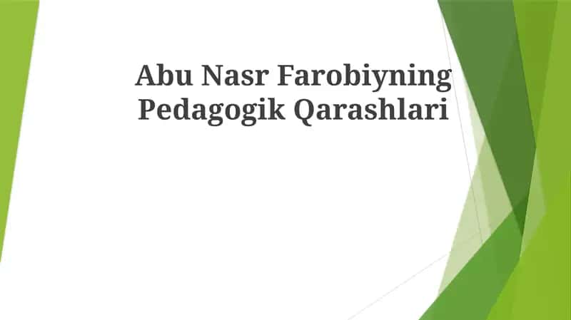 Abu Nasr Farobiyning Pedagogik Qarashlari