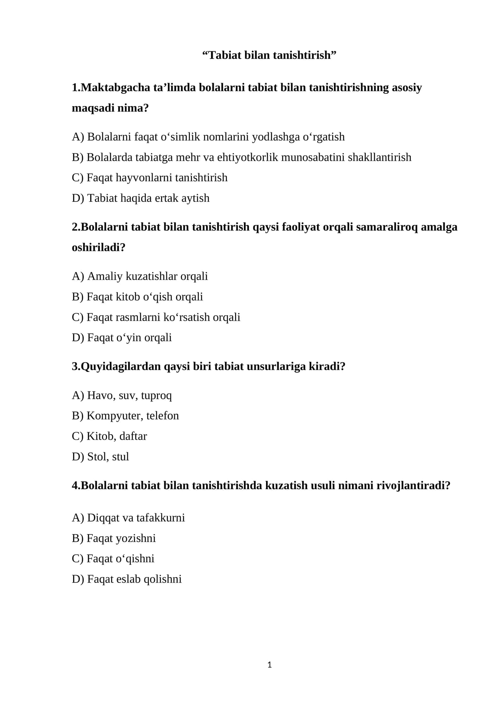 Tabiat bilan tanishtirish