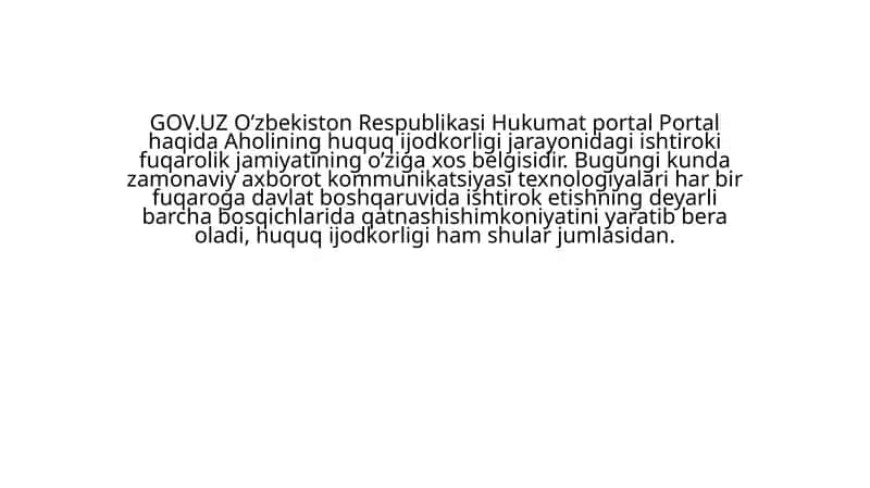 GOV.UZ O’zbekiston Respublikasi Hukumat portal