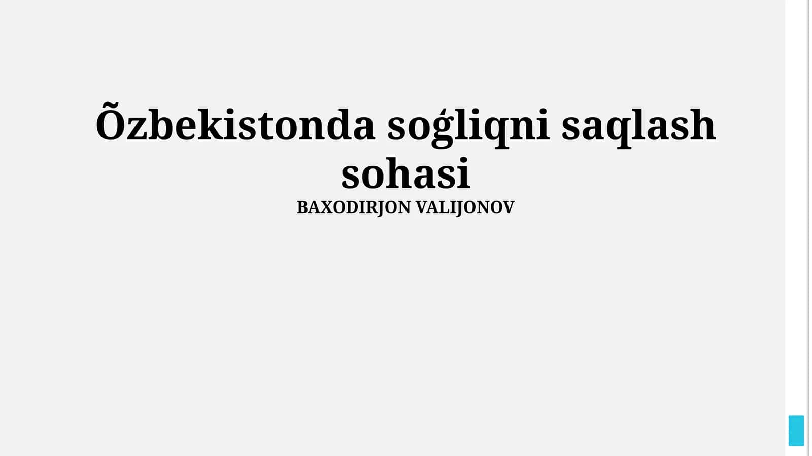 Õzbekistonda soģliqni saqlash sohasi