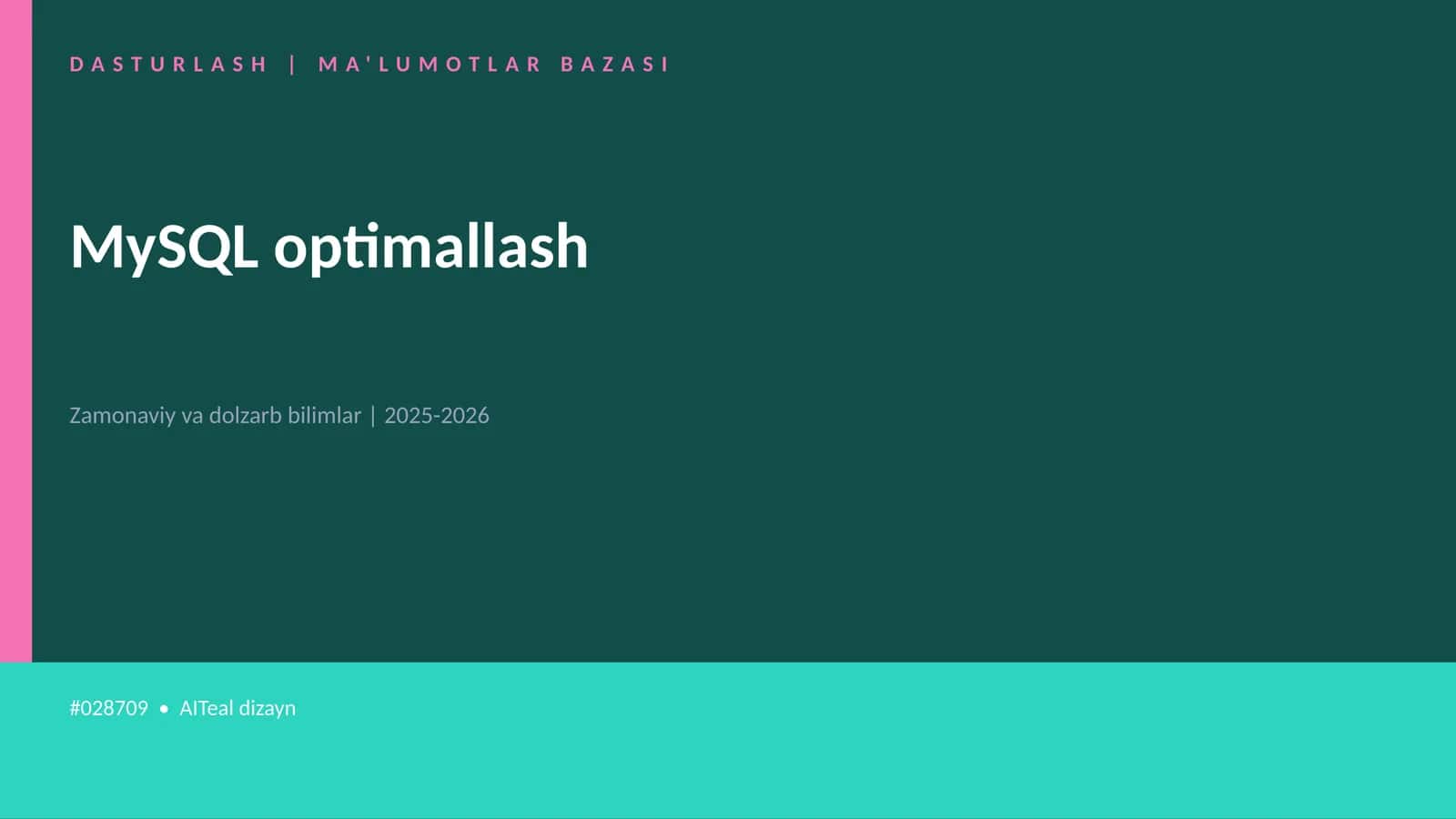 MySQL optimallash
