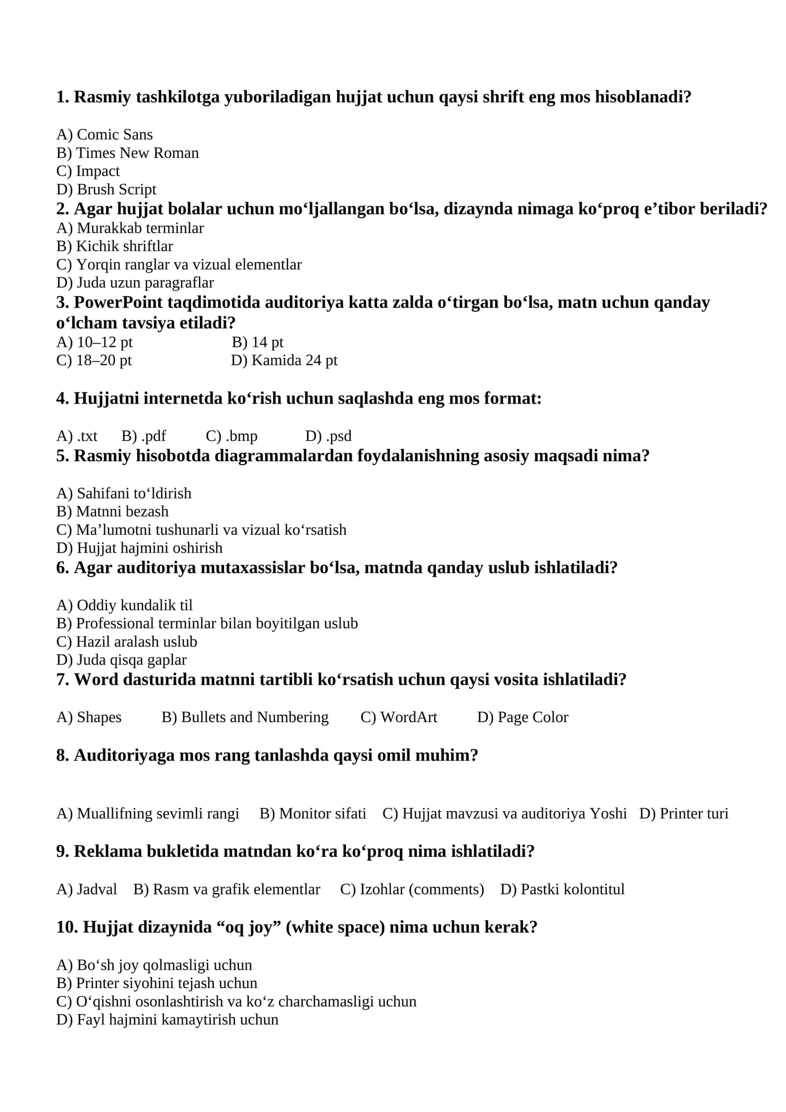 Rasmiy hisobotda diagrammalardan foydalanishning asosiy maqsadi nima?