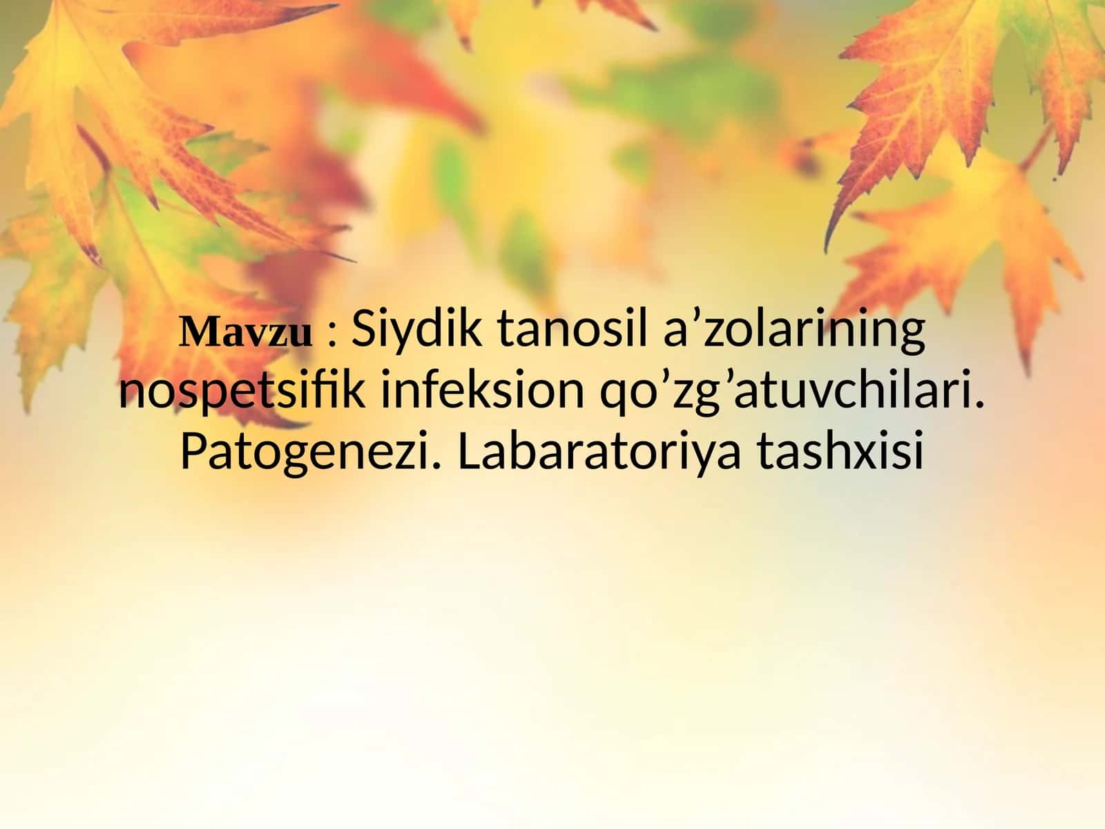 Siydik tanosil a’zolarining nospetsifik infeksion qo’zg’atuvchilari