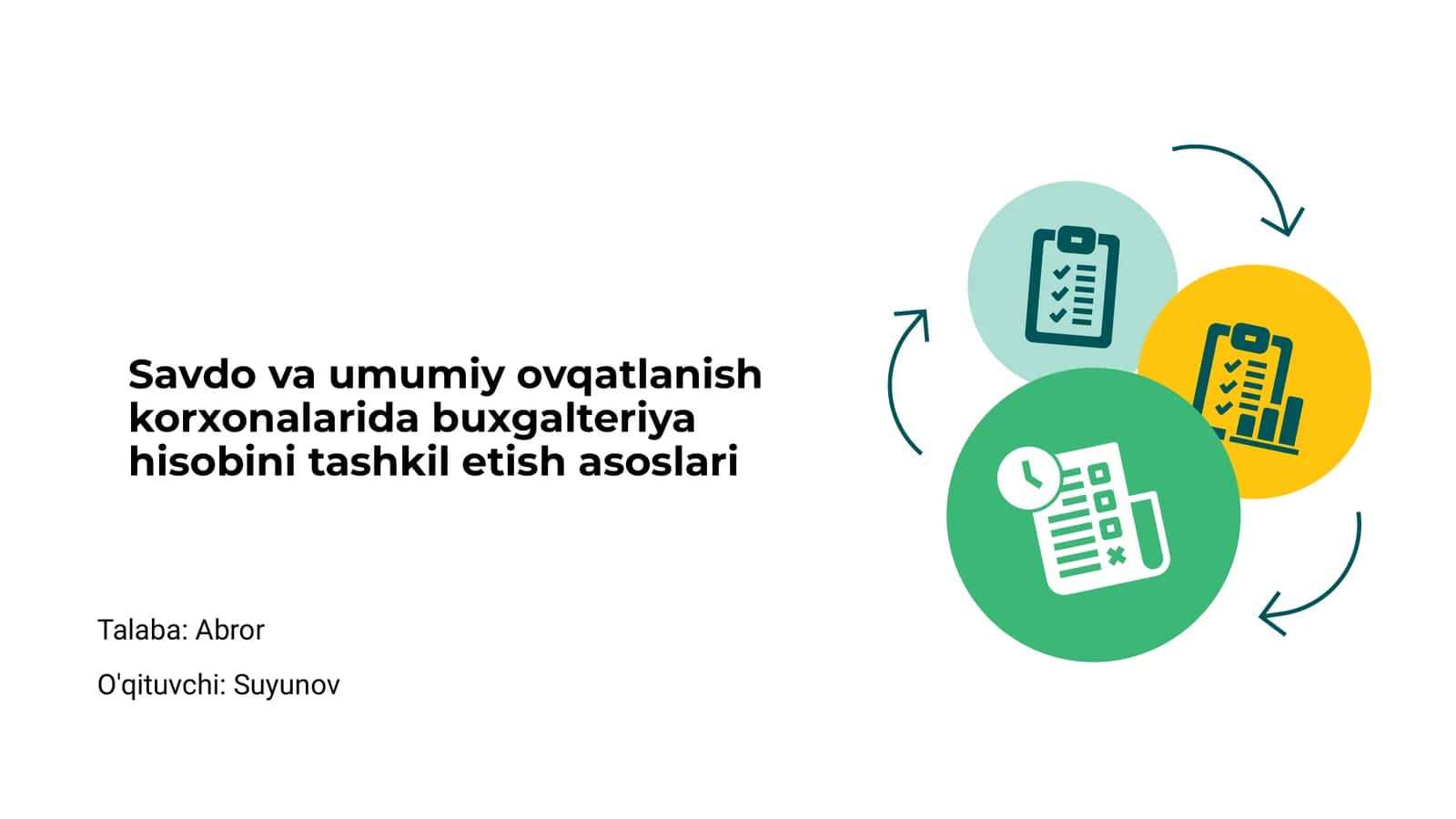 Buxgalteriya hisobini tashkil etish asoslari