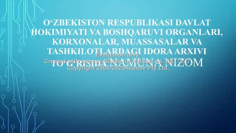 O‘zbekiston Respublikasi davlat hokimiyati va boshqaruvi organlari idora arxivi uchun Namuna Nizom