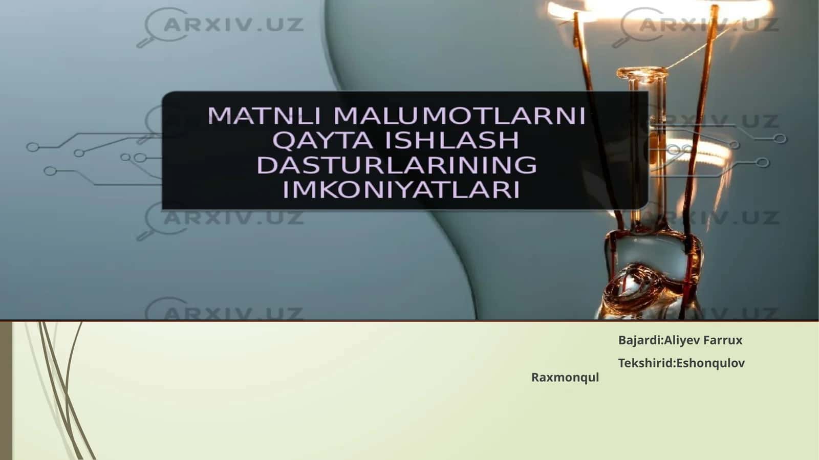 Matnli ma'lumotlarni qayta ishlash dasturlari