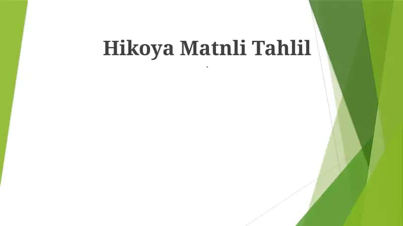 Hikoya Matnli Tahlil