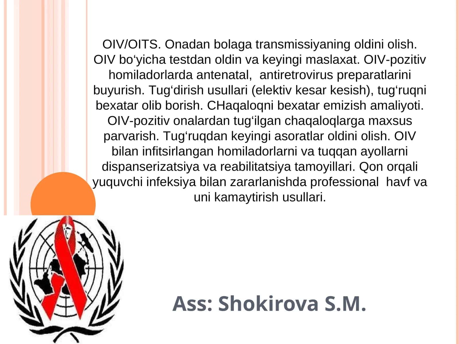 OIV/OITS. Onadan bolaga transmissiyaning oldini olish