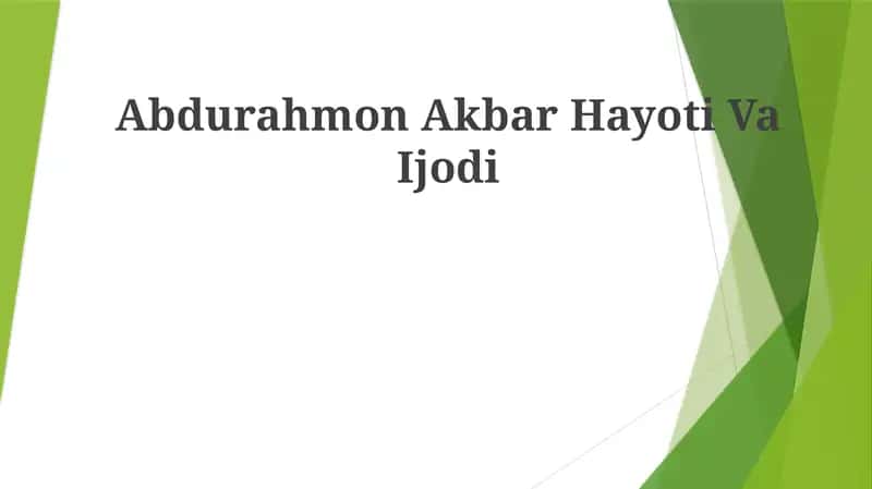 Abdurahmon Akbar HayotiVaIjodi