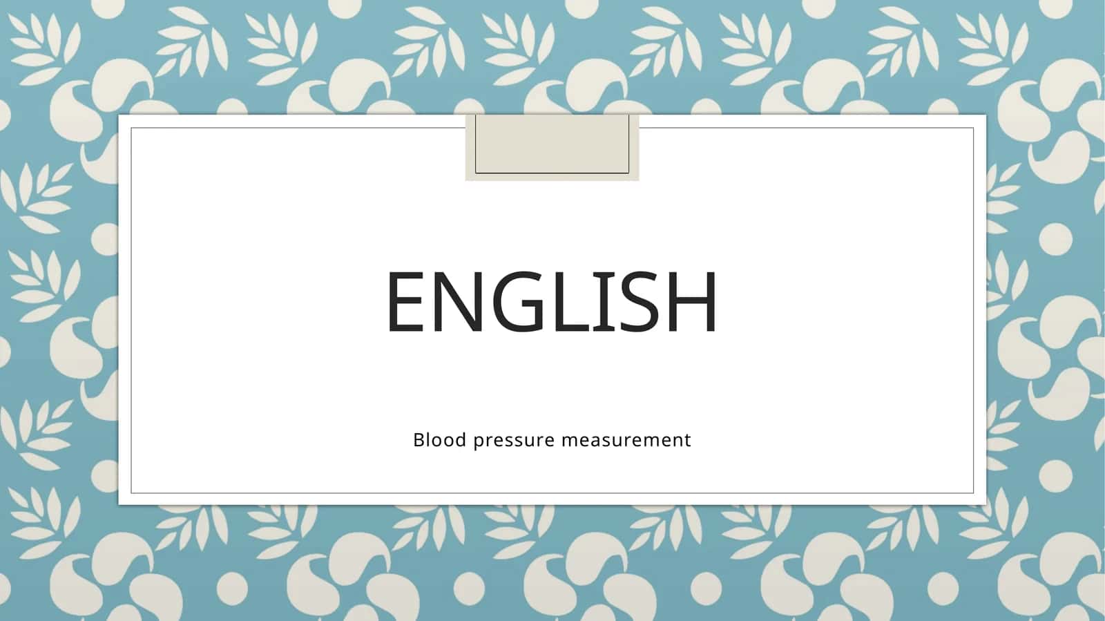 Blood pressure measurement