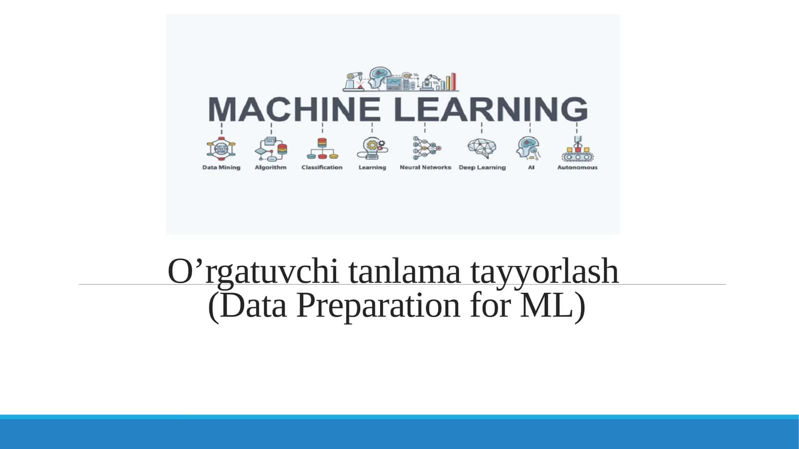 O’rgatuvchi tanlama tayyorlash (Data Preparation for ML)