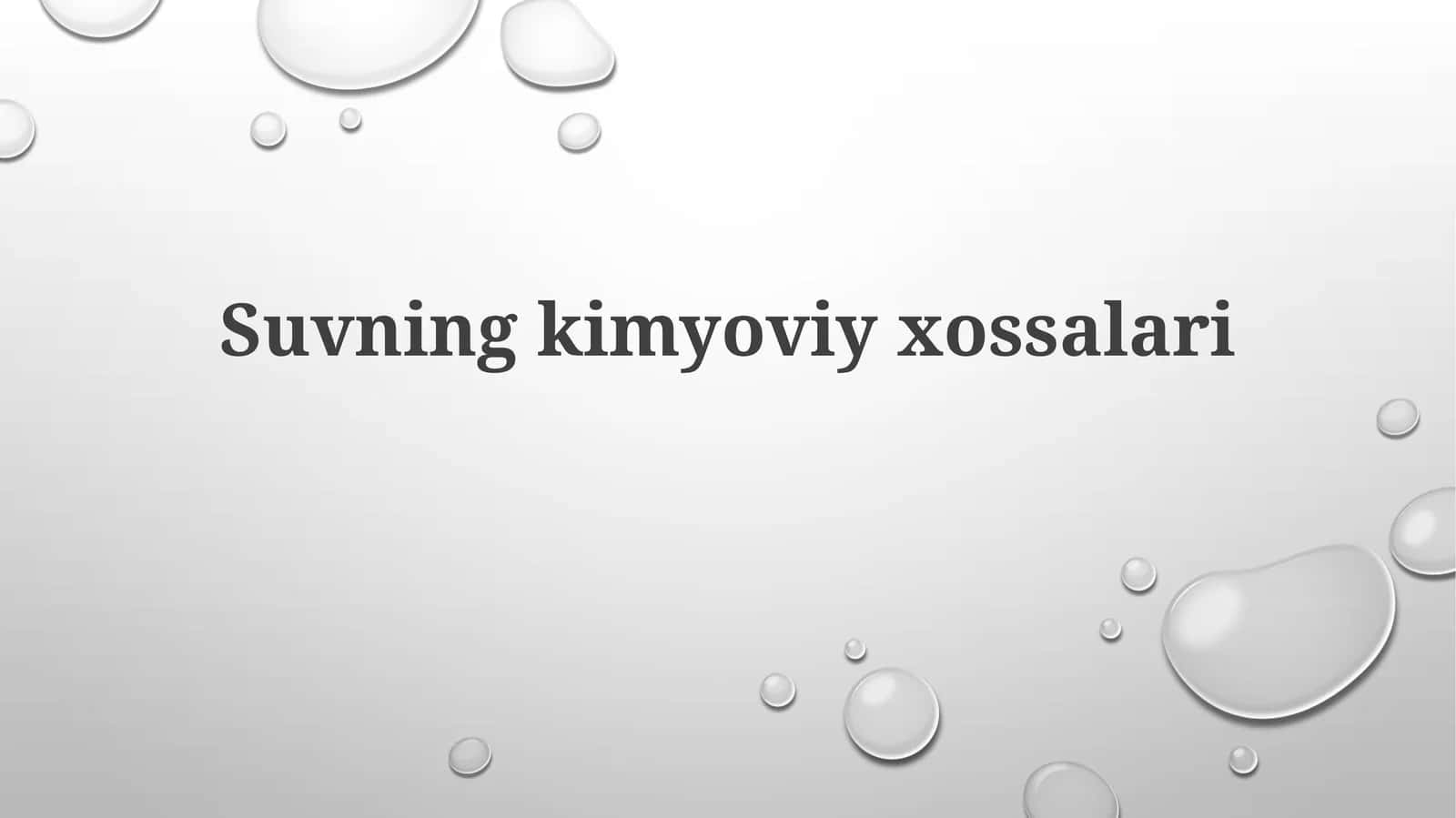 Suvningkimyoviyxossalari