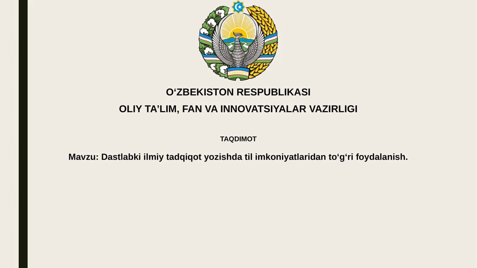 Dastlabki ilmiy tadqiqot yozishda tilim koniyatlari