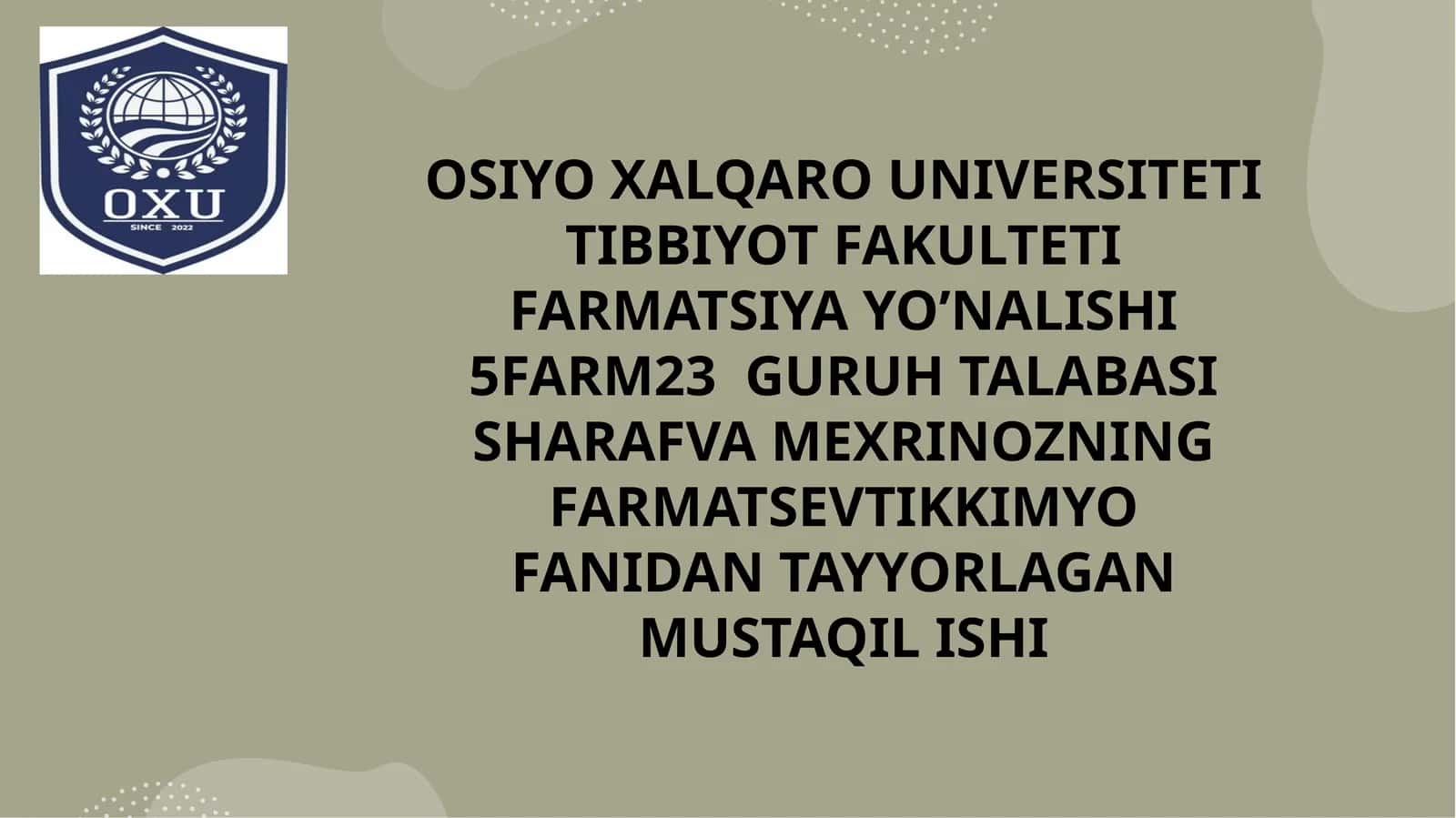 ROMAN SPEKTROSKOPIYA USULINI DORI MODDALARI TAHLILIDA QO’LLANILISHI