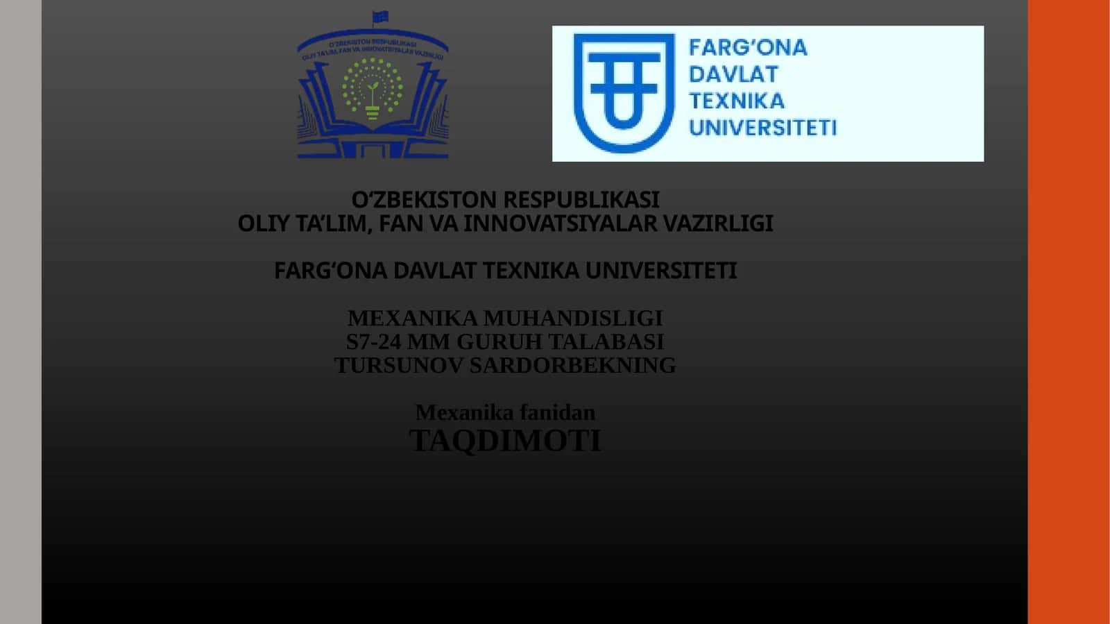 Mexanizmlarni kinematik tahlil qilish