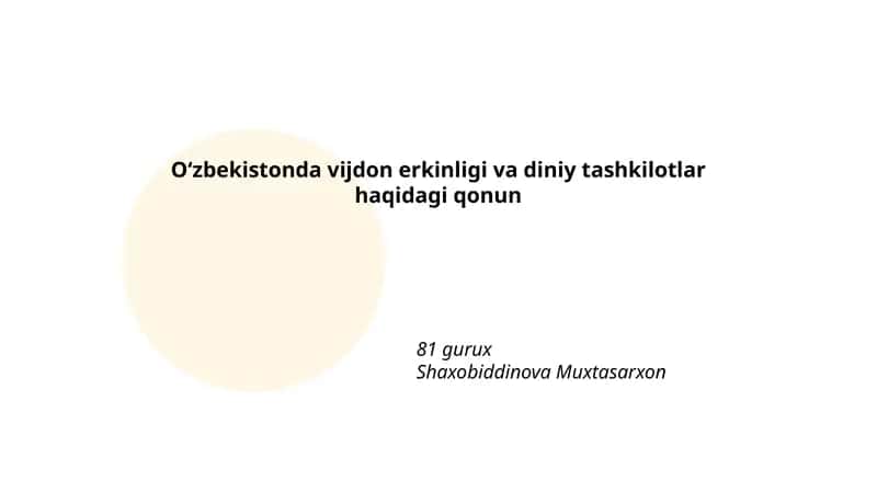 O‘zbekistonda vijdon erkinligi va diniy tashkilotlar haqidagi qonun