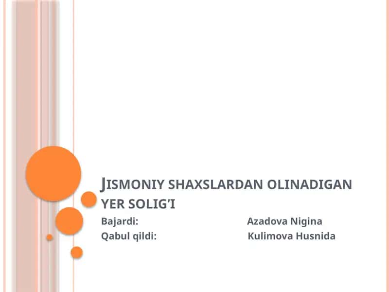 Jismoniy shaxslardan olinadigan yer solig’i
