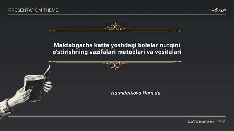 Maktabgacha katta yoshdagi bolalar nutqini o'stirishning vazifalari metodlari va vositalari