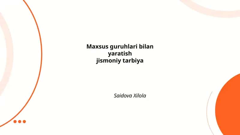 Maxsus guruhlari bilan yaratish jismoniy tarbiya