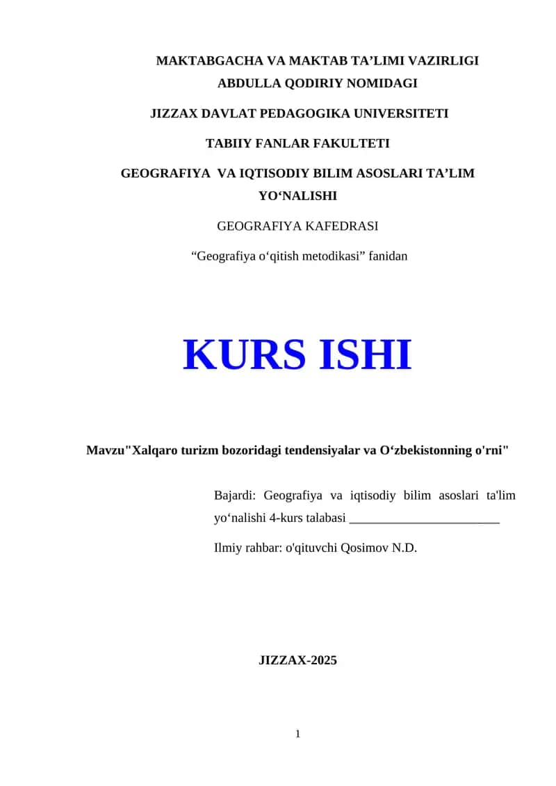 Geografiya o‘qitish metodikasi